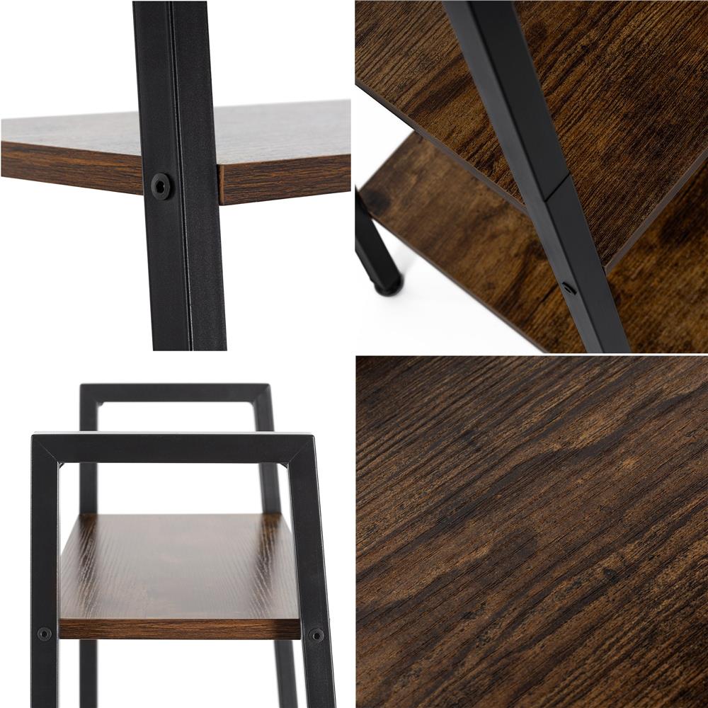 Etajera cu 4 rafturi, metal si MDF, stil industrial, 56x34x138 cm, maro inchis si negru