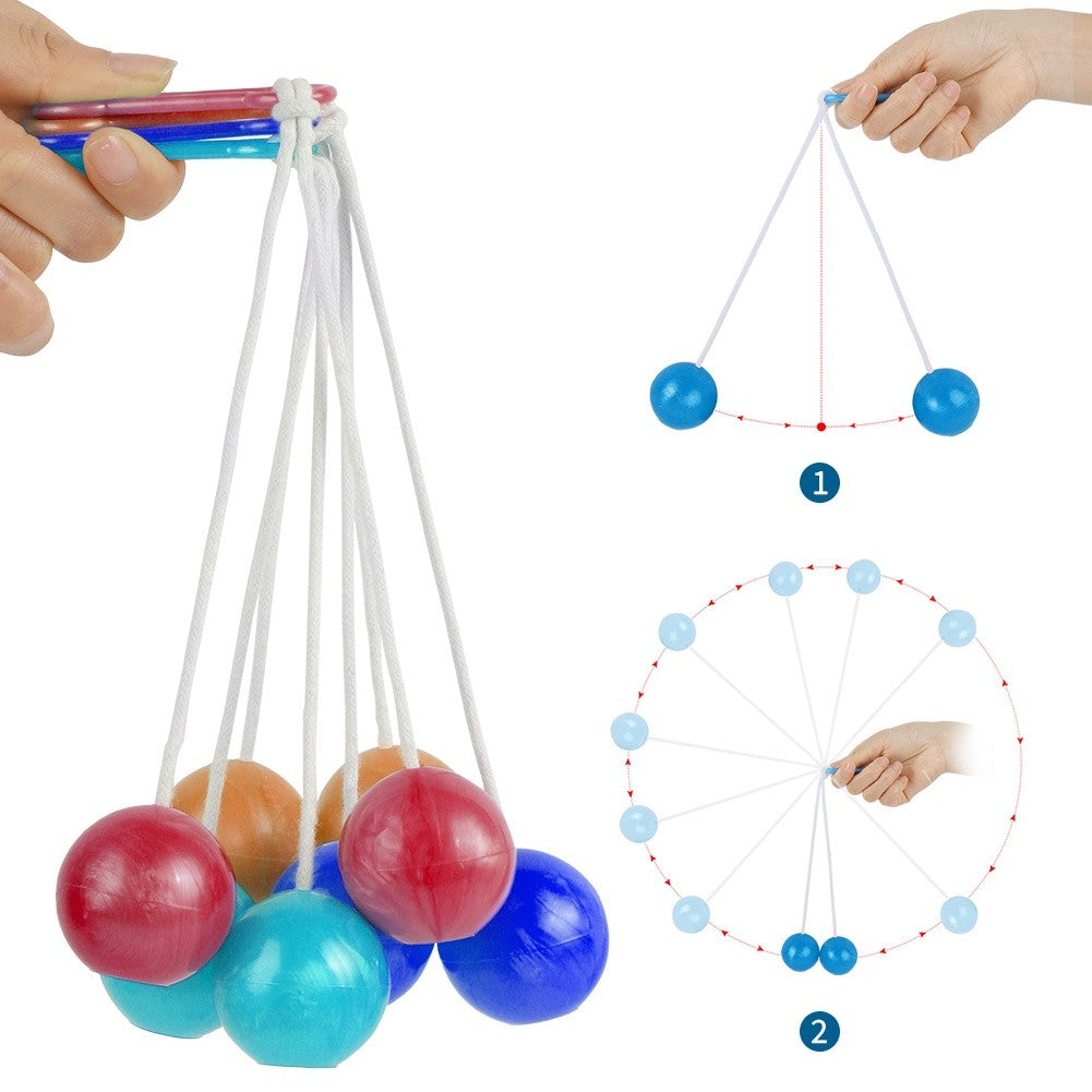 Jucarie interactiva cu bile, Clackers ball, antistres, Galben, 40 mm
