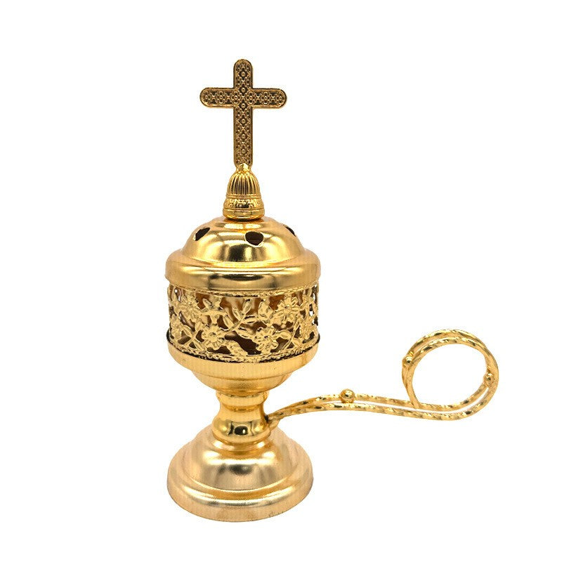 Home Indoor Mini Incense Burner, New Style from Cross-Border Platforms, Middle Eastern Charcoal Incense Burner, Arabian Incense Burner - Gold (Non-Electric)