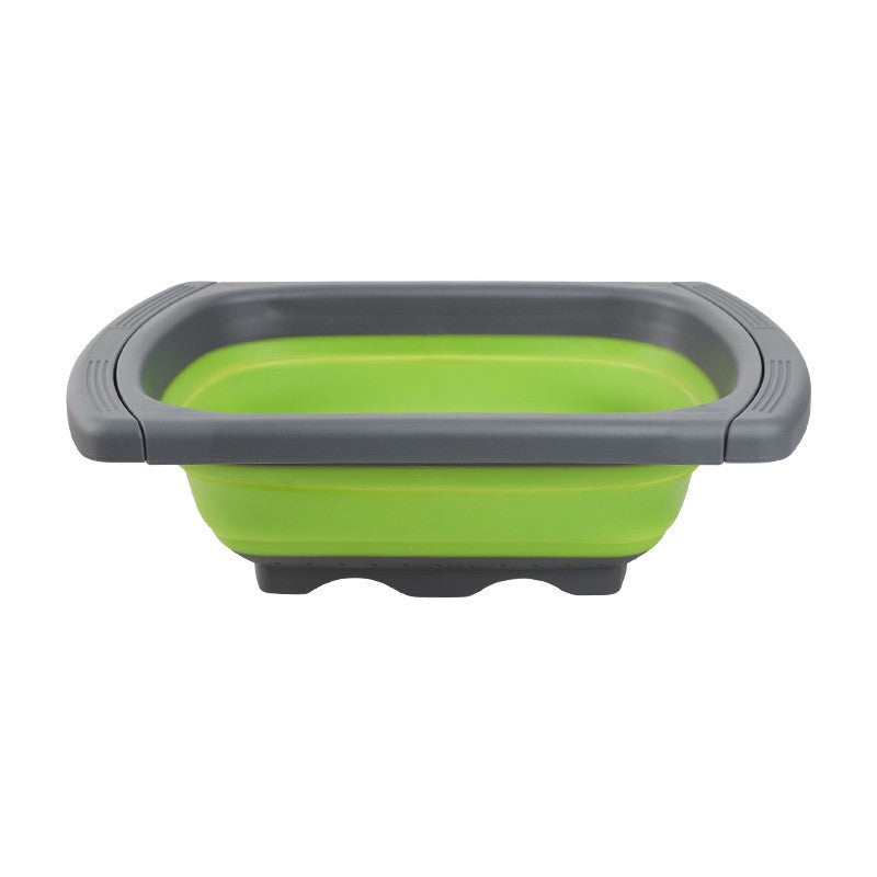 Cos de Scurgere Retractabil pentru Chiuveta, cu Filtru, pentru Fructe si Legume, de Uz Casnic, 39x12 cm, Design Extensibil pana la 61 cm, cu Manere de Prindere, Verde
