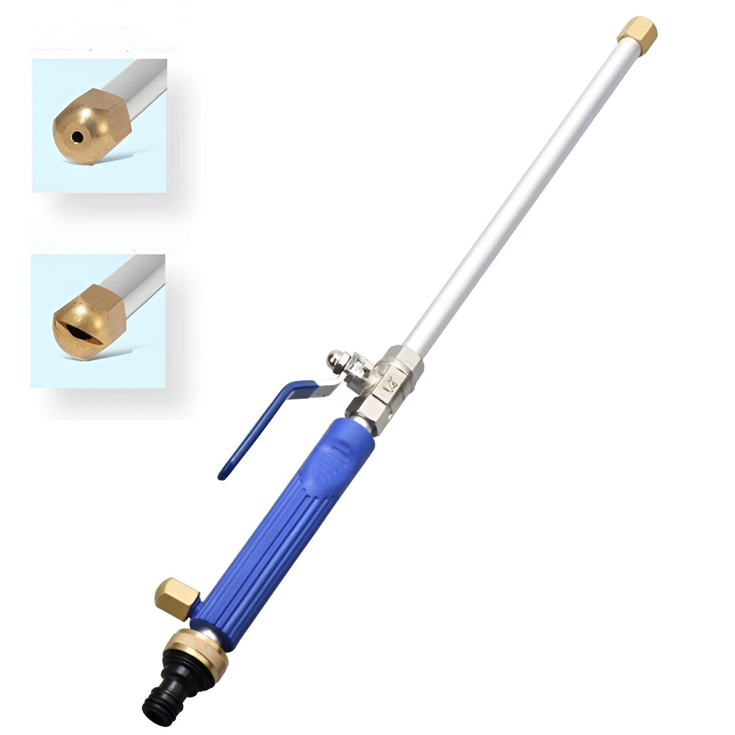 Set Accesoriu cu Presiune Reglabila, pentru Furtun, cu Duze si Conector, Pulverizator de Apa, Tija de Stropit, 46.5 cm Lungime, Albastru