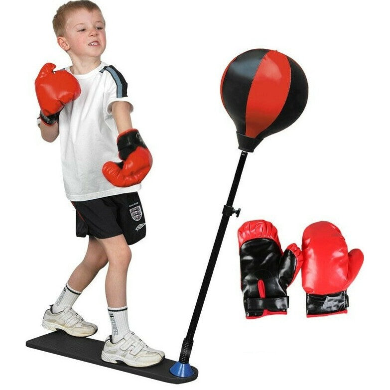 Jucarie Interactiva, Flippy, Model Sfera de Box de Picior, Manusi Incluse, Inaltime Reglabila, +3 Ani, 120 x 25 x 52.5 cm, Rosu/ Negru