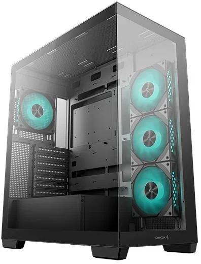 CARCASA DeepCool "CG580 4F", middle tower, gaming, fara sursa, suporta 8xfan, 4xfan 120mm ARGB inclus, PSU shroud, USB-C x 1, USB 3.0 x 2, audio+mic, 7 sloturi expansiune, negru, "R-CG580-BKADA4-G-1"