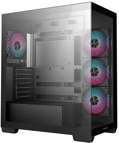 CARCASA DeepCool "CG580 4F", middle tower, gaming, fara sursa, suporta 8xfan, 4xfan 120mm ARGB inclus, PSU shroud, USB-C x 1, USB 3.0 x 2, audio+mic, 7 sloturi expansiune, negru, "R-CG580-BKADA4-G-1"