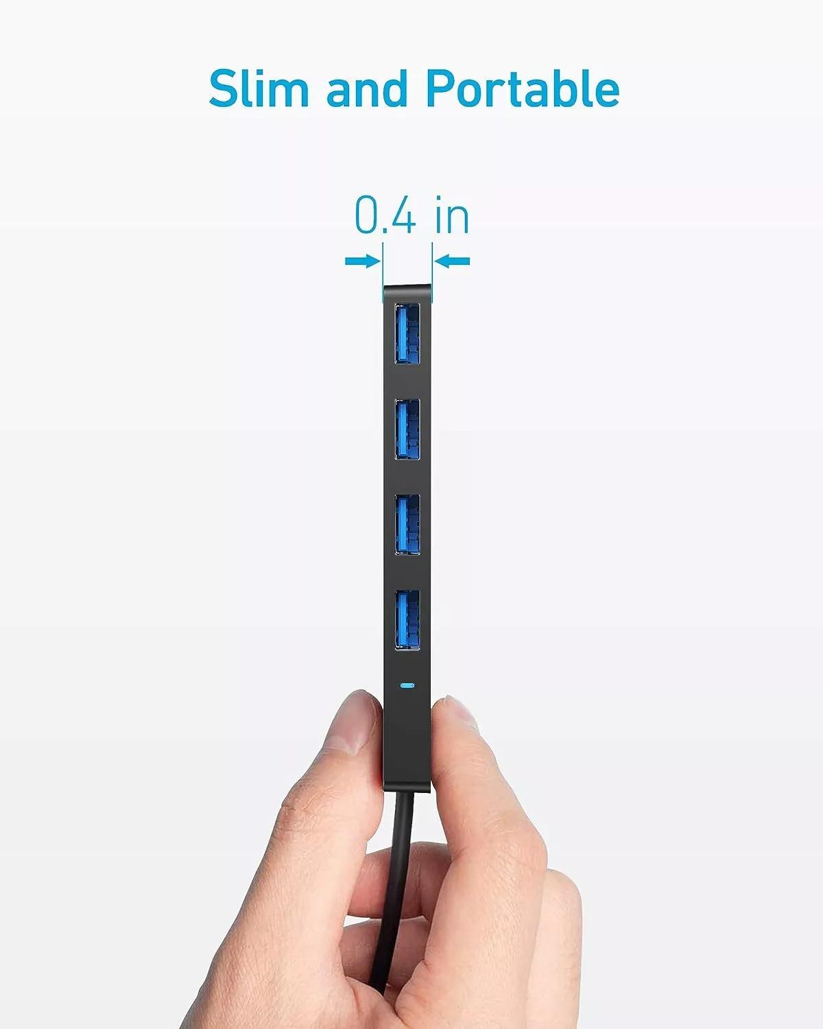 HUB Anker, 4-in-1, USB 3.0 x 4 porturi, incarcare prin USB Type-C, viteza 5 Gbps, conectare prin USB-C, negru, "A8309G11" (timbru verde 0.18 lei - 0194644177737