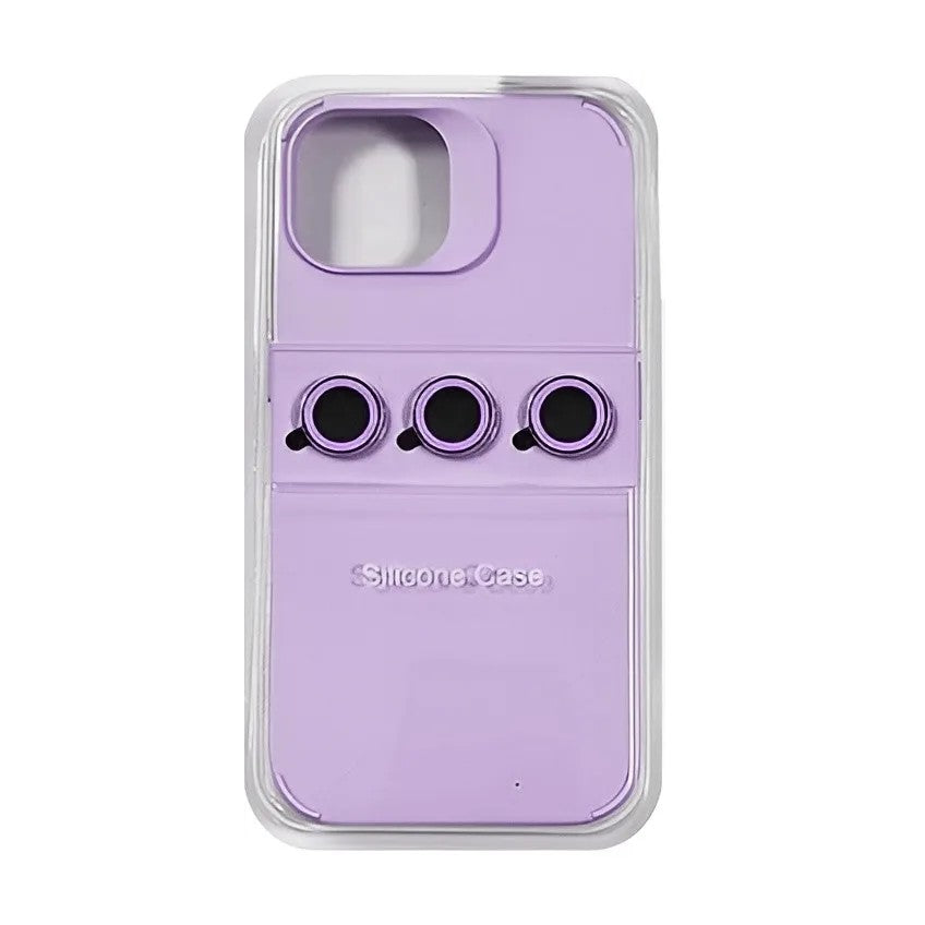 Husa Apple iPhone 14 Pro, Flippy, din Silicon Lichid, Interior din Microfibra, Lentile Fosforescente de Protectie Camera, Anti Amprenta, Rezistenta la Socuri, Mov