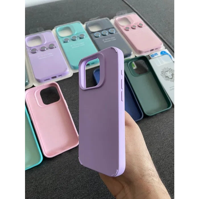 Husa Apple iPhone 14 Pro, Flippy, din Silicon Lichid, Interior din Microfibra, Lentile Fosforescente de Protectie Camera, Anti Amprenta, Rezistenta la Socuri, Mov