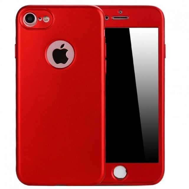 Husa Apple iPhone 6 Plus Full Silicone 360 Rosu + Folie de protectie