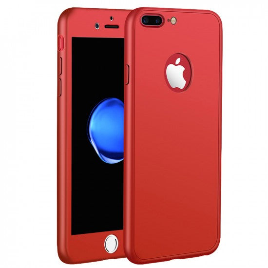 Husa Apple iPhone 6 Plus Full Silicone 360 Rosu + Folie de protectie