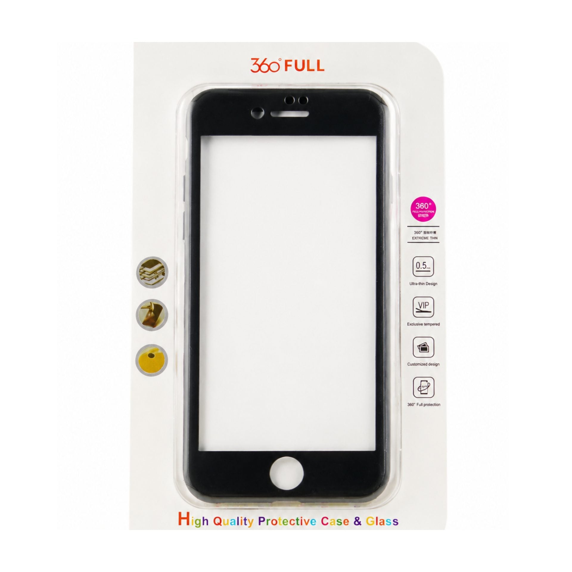 Husa Apple iPhone 7 Full Cover 360 Negru + Folie de protectie