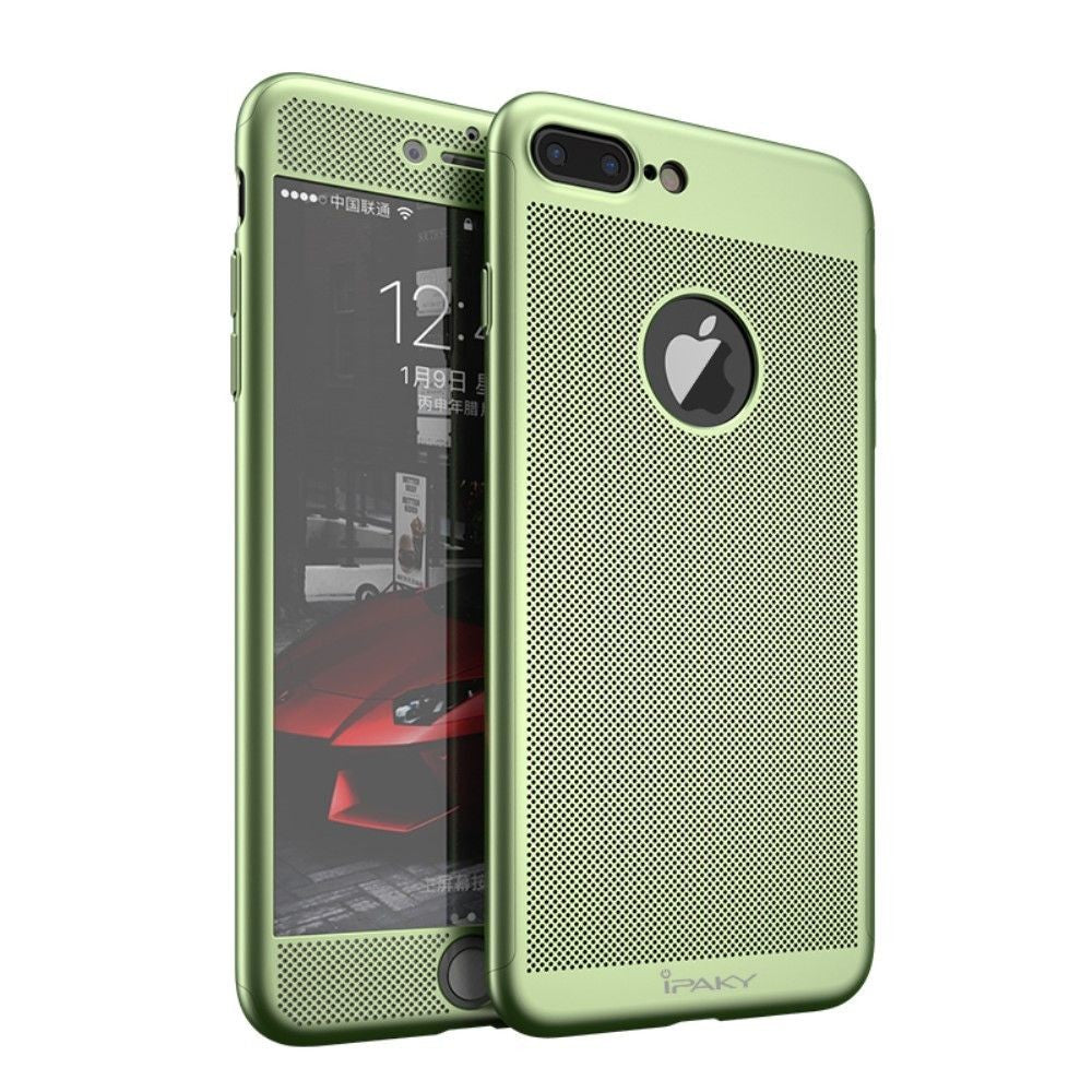Husa de Protectie, pentru Apple iPhone 7 Plus, Full Cover 360 Air cu Gauri si Folie de Protectie, Plastic, Verde