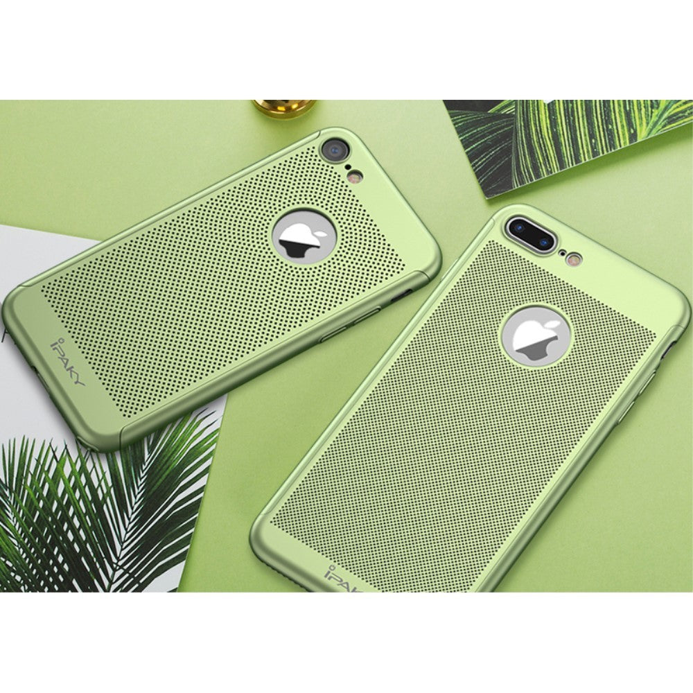 Husa de Protectie, pentru Apple iPhone 7 Plus, Full Cover 360 Air cu Gauri si Folie de Protectie, Plastic, Verde