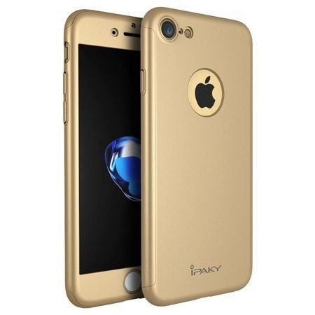 Husa Apple iPhone 8 IPAKY Full Cover 360 Auriu + Folie Cadou