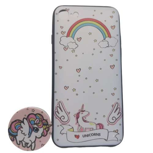 Husa Apple iPhone XR Multicolor Model Unicorn + Popsocket inclus