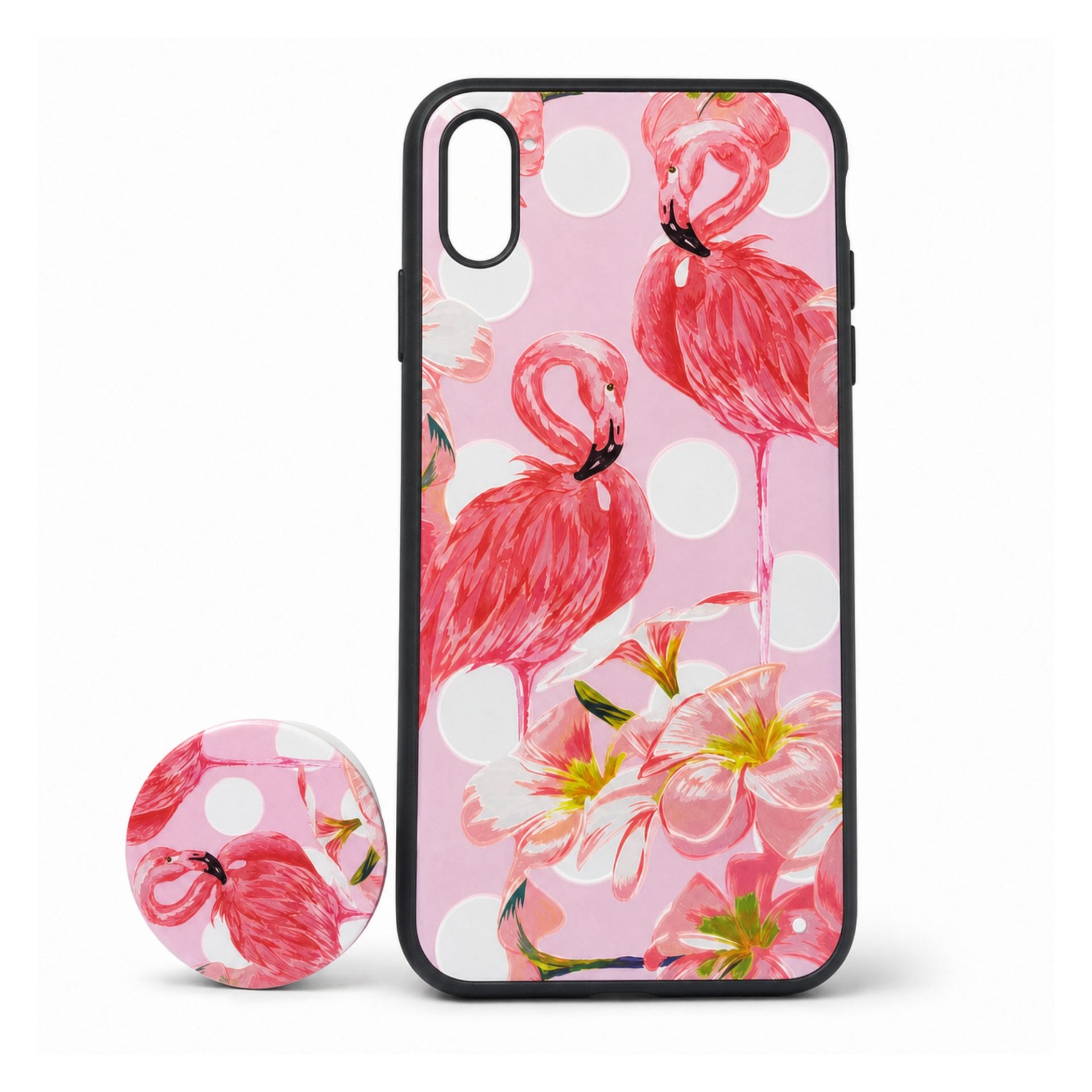 Husa Apple iPhone XS Max Multicolor Model Flamingo Popsocket inclus