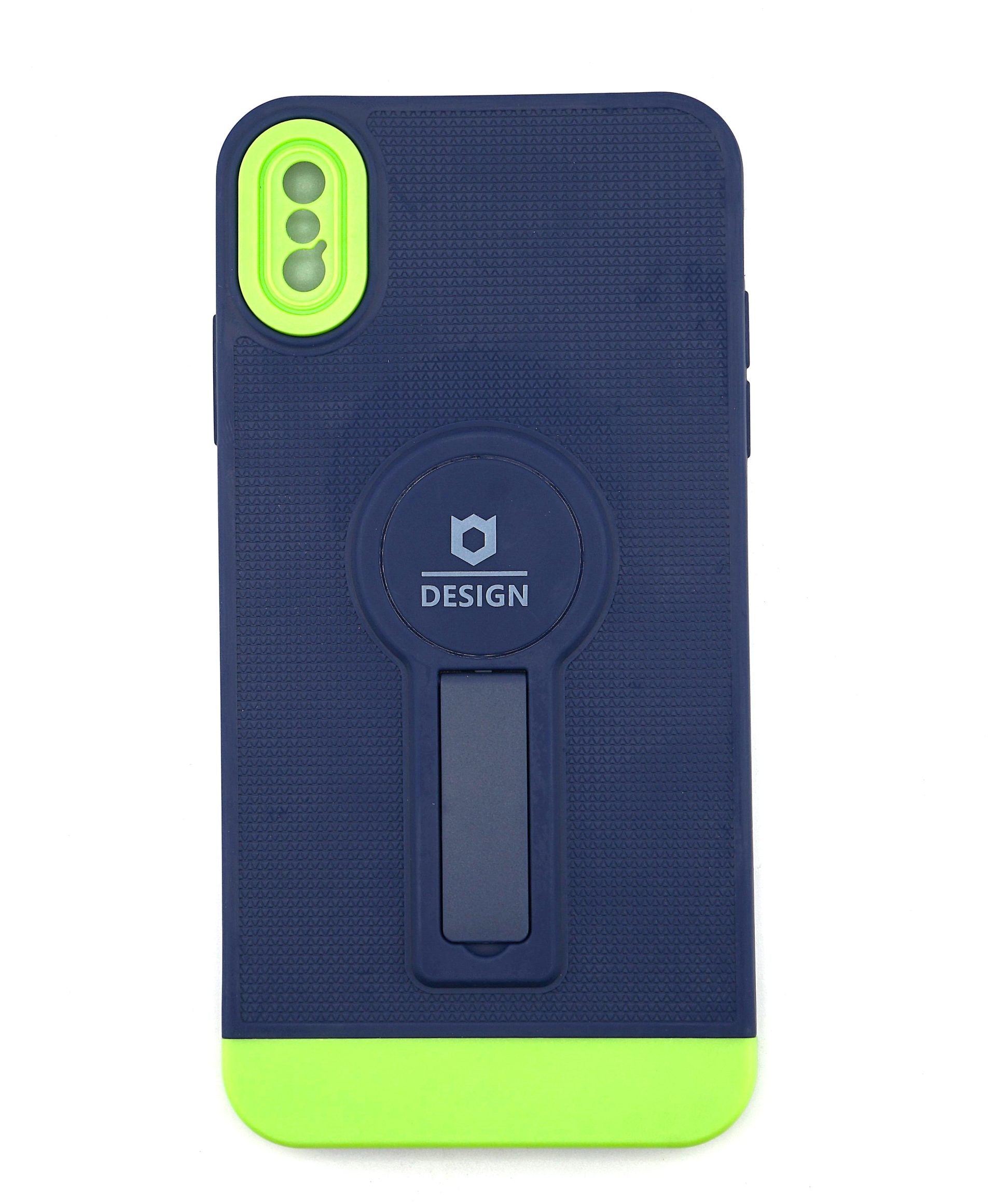 Husa Armor Design cu Stand pentru Apple iPhone X/XS Max, Albastru/Verde, Suport Auto Magnetic, Wireless Charge, Protectie Antisoc