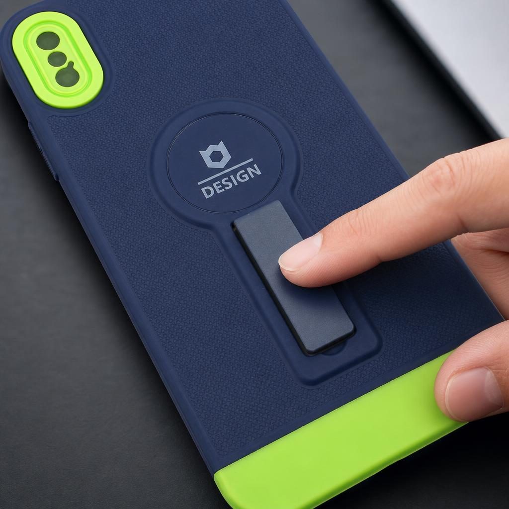 Husa Armor Design cu Stand pentru Apple iPhone X/XS Max, Albastru/Verde, Suport Auto Magnetic, Wireless Charge, Protectie Antisoc