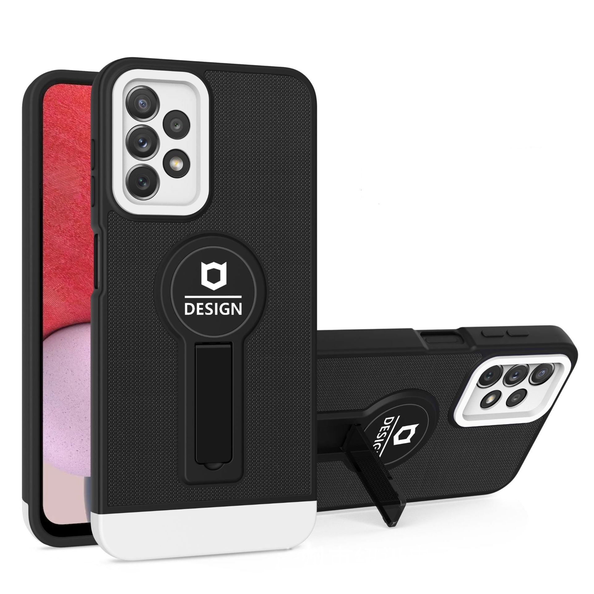 Husa Armor Design cu Stand pentru iPhone 11 Pro Max, Negru/Alb, Suport Auto Magnetic, Wireless Charge, Protectie Antisoc