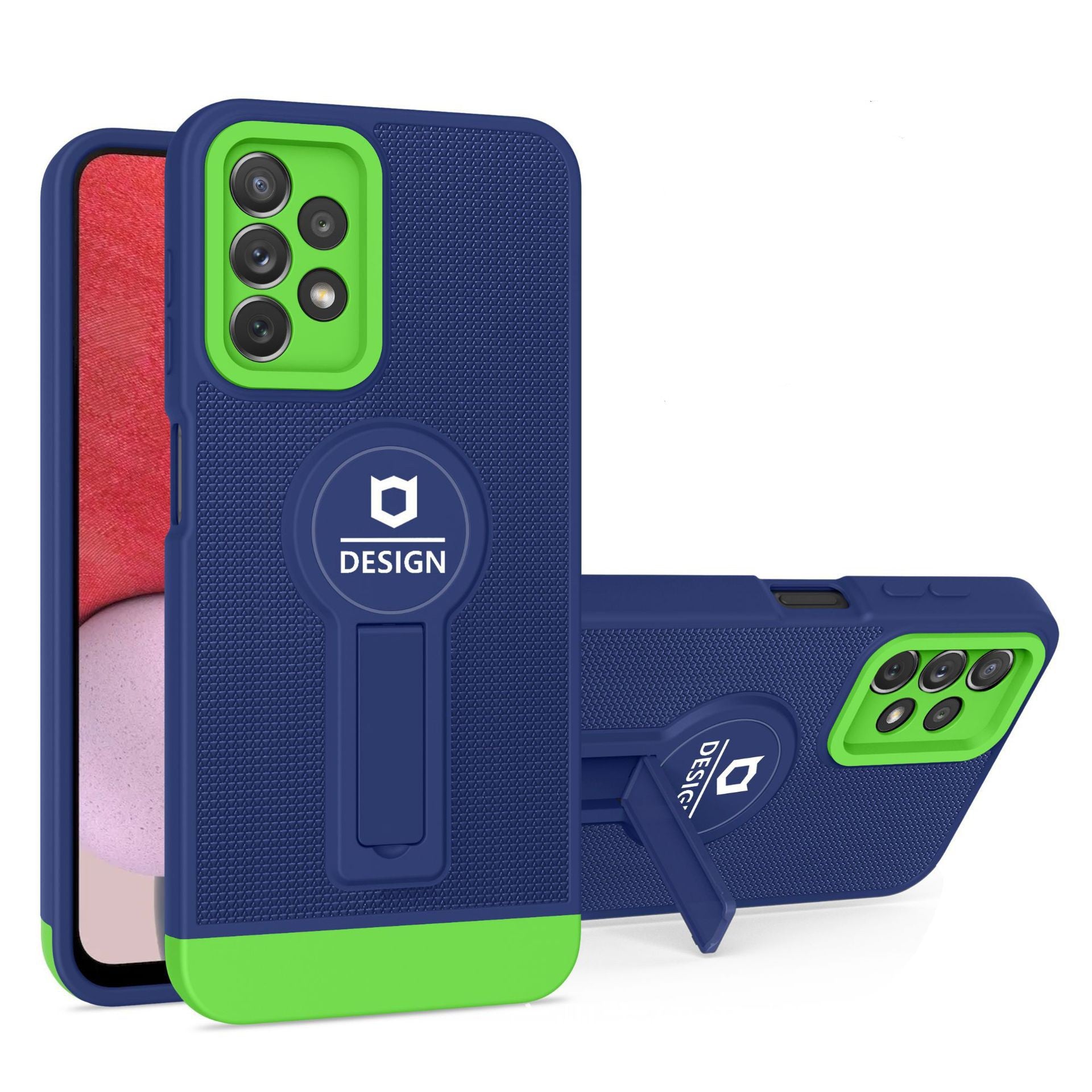 Husa Armor Design cu Stand pentru iPhone 12 Pro Max, Albastru/ Verde, Suport Auto Magnetic, Wireless Charge, Protectie Antisoc