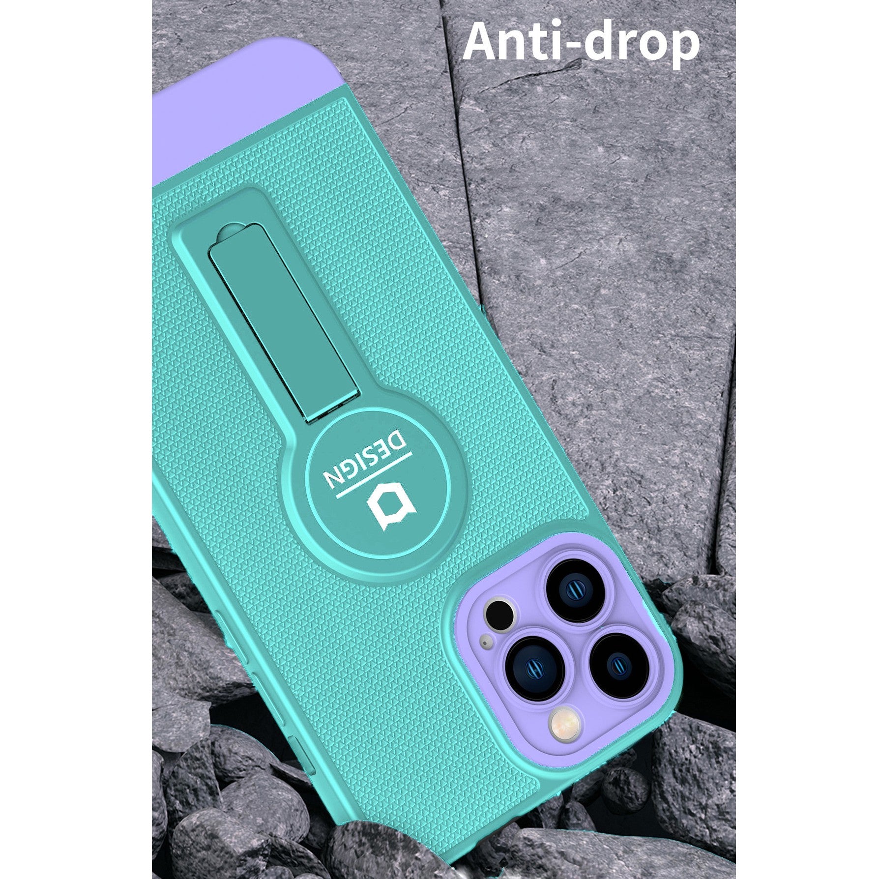 Husa Armor Design cu Stand pentru iPhone 13 Pro Max, Blue/Mov, Suport Auto Magnetic, Wireless Charge, Protectie Antisoc