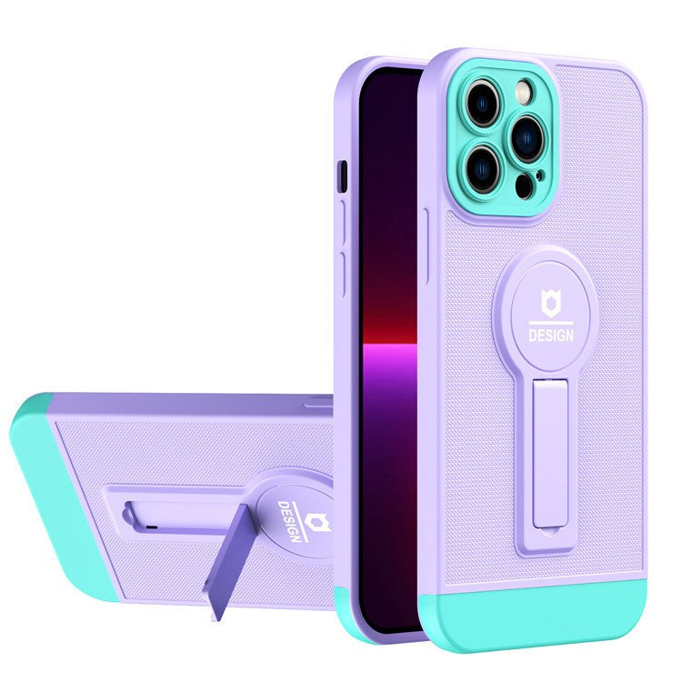 Husa Armor Design cu Stand pentru Apple iPhone 14 Pro (6.1) Mov/Albastru, Suport Auto Magnetic, Protectie Antisoc