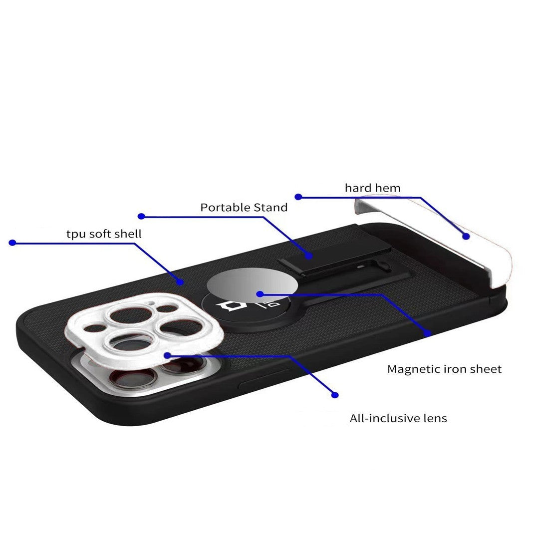 Husa Armor Design cu Stand pentru Samsung A22 5G Negru/Alb, Suport Auto Magnetic, Protectie Antisoc