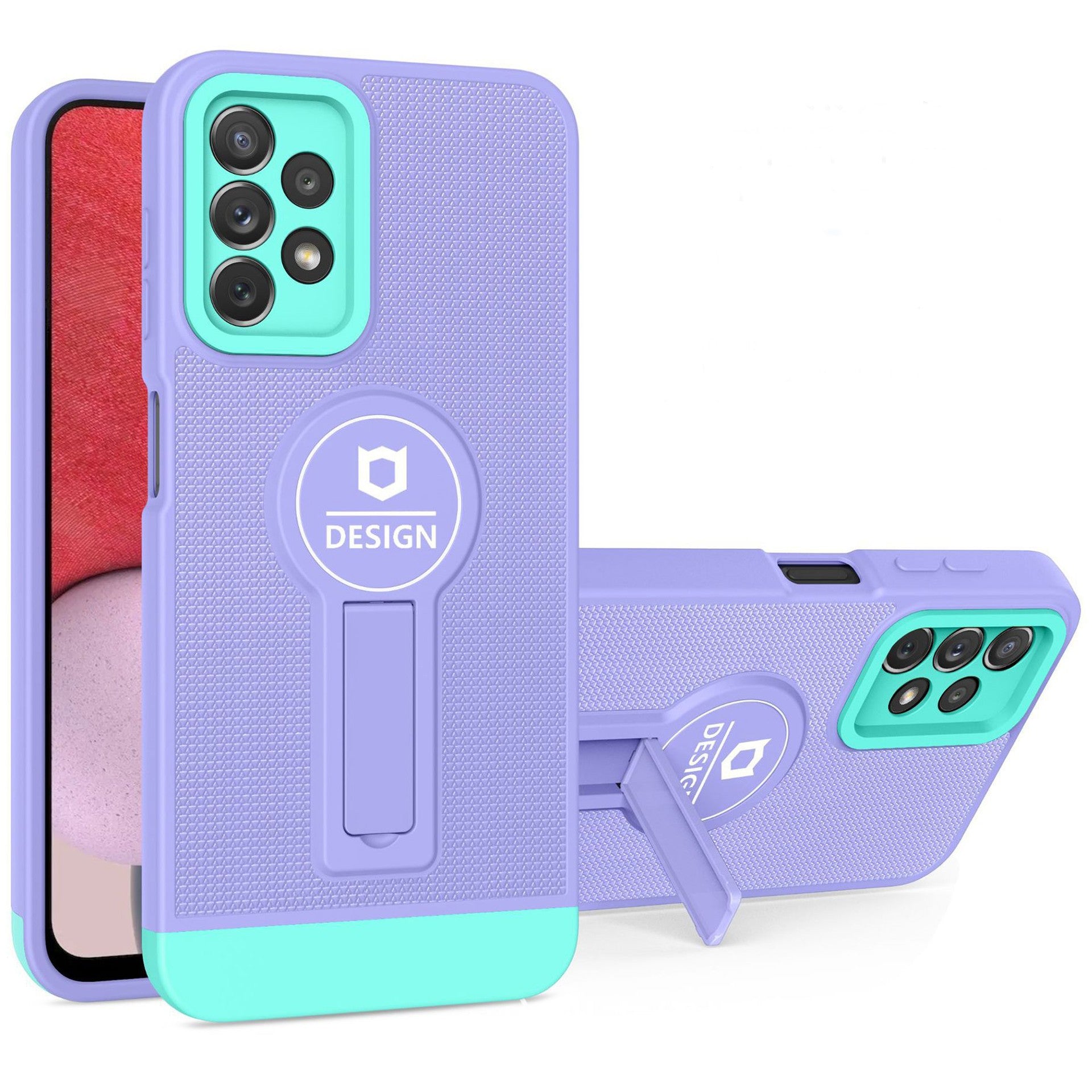 Husa Armor Design cu Stand pentru Samsung Galaxy A32 4G, Mov/Albastru, Suport Auto Magnetic, Wireless Charge, Protectie Antisoc, Flippy