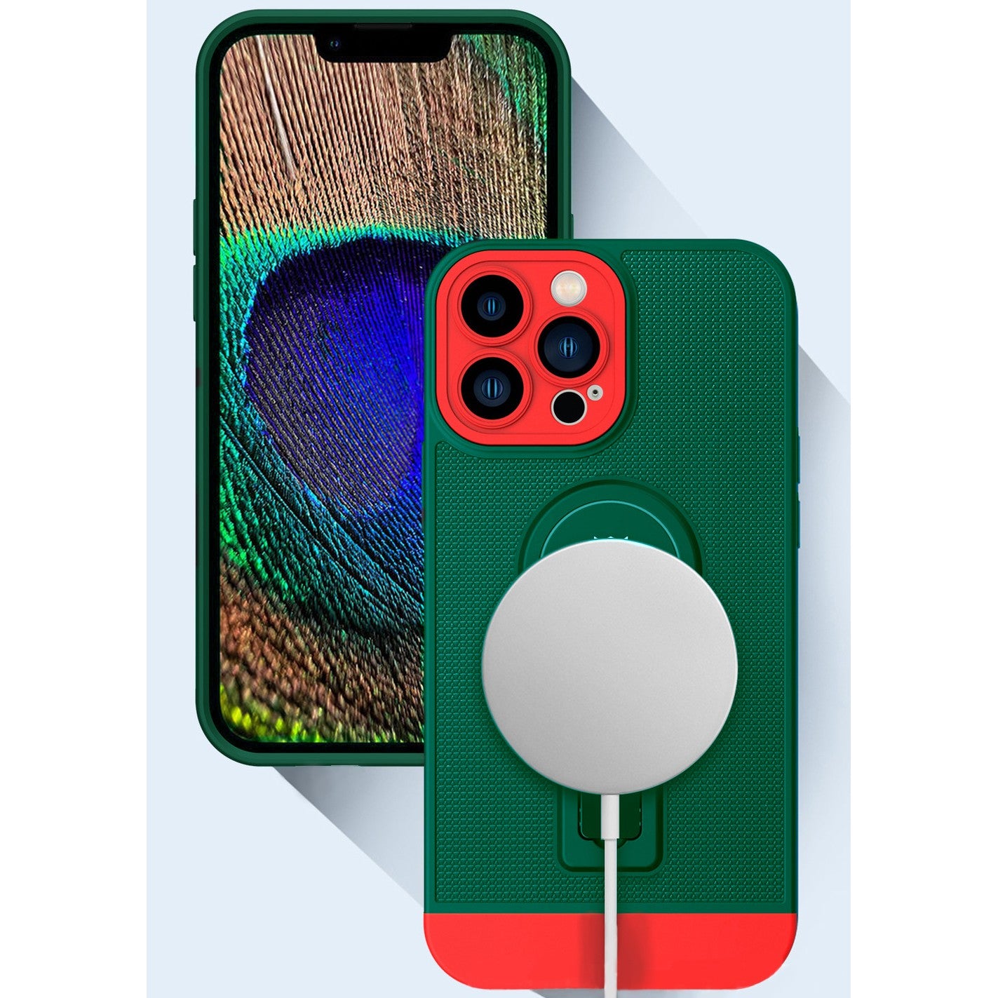 Husa Armor Design cu Stand pentru Samsung Galaxy A33 5G, Verde/Rosu, Suport Auto Magnetic, Wireless Charge, Protectie Antisoc