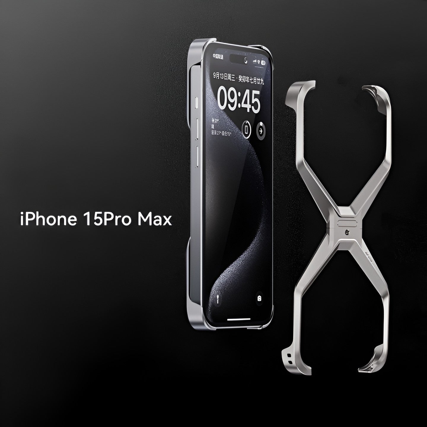 Husa Armor X Compatibila cu iPhone 15 Pro Max, Aliaj de Aluminiu, Antisoc, Antizgarieturi, Impermeabila, Margini cu 2 Straturi, Aderent, Montare Usoara, Surubelnita Inclusa, Gri Metalizat