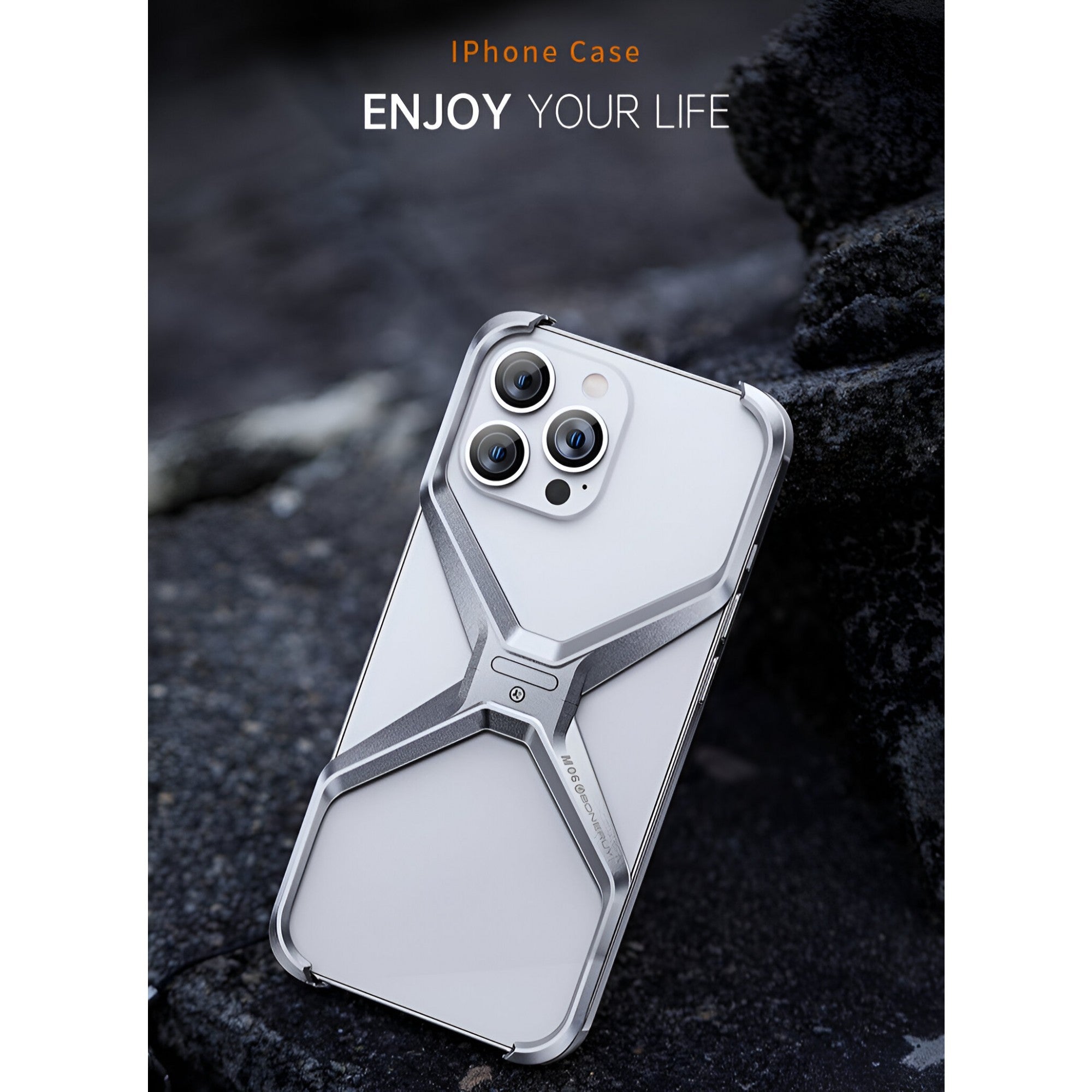 Husa Armor X Compatibila cu iPhone 15 Pro Max, Aliaj de Aluminiu, Antisoc, Antizgarieturi, Impermeabila, Margini cu 2 Straturi, Aderent, Montare Usoara, Surubelnita Inclusa, Gri Metalizat