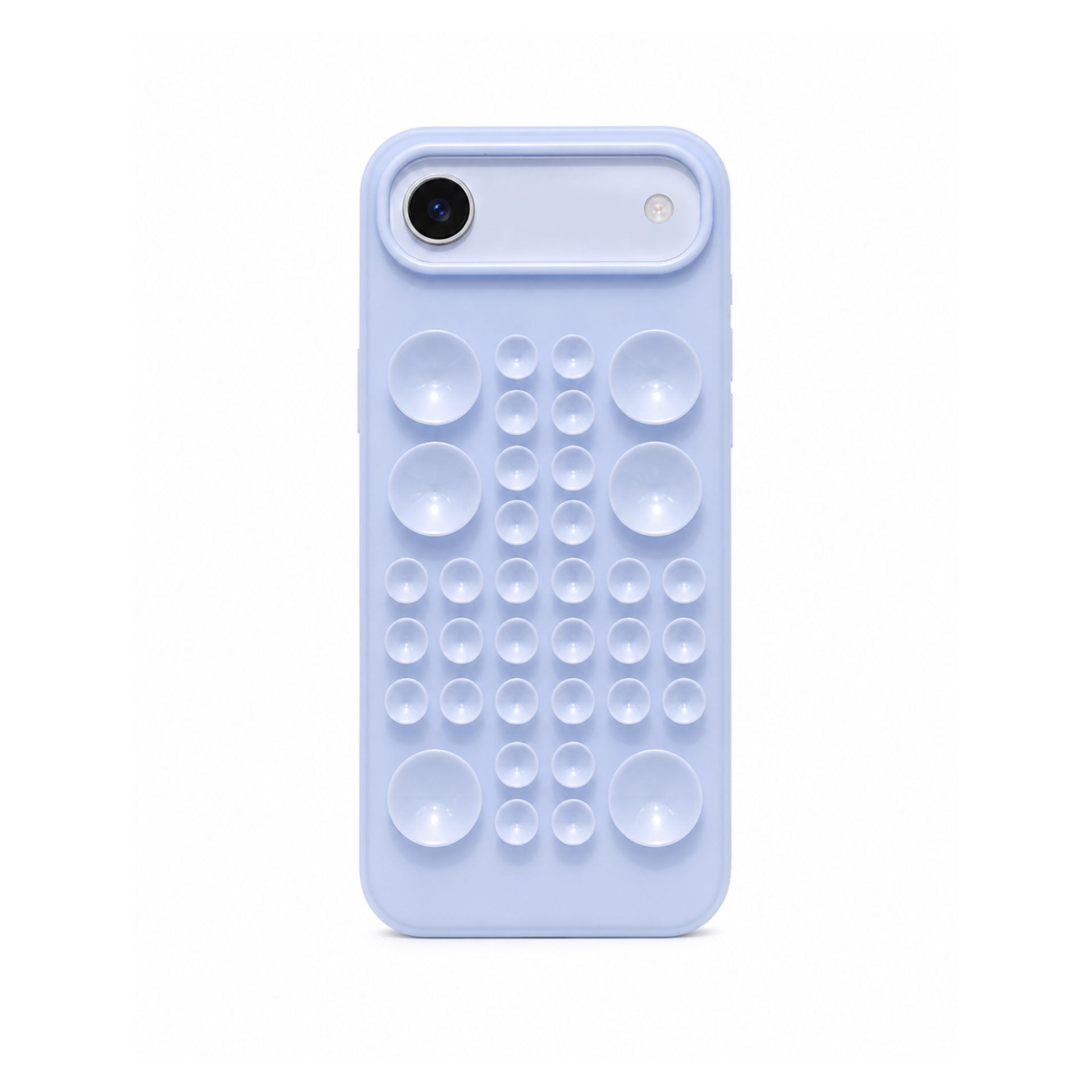 Husa cu Ventuze, Compatibila iPhone 17 Air, din Silicon, Interior Microfibra, Albastru Gri