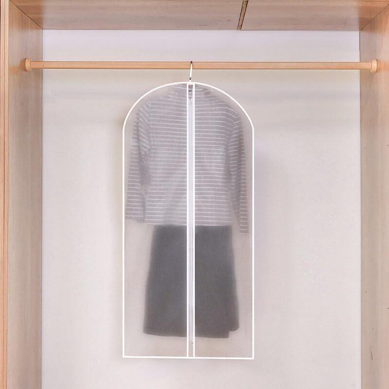 Set 5 Huse de Depozitare cu Fermoar, pentru Haine, de Protectie, pentru Voiaj, Netesut, Rezistent la Praf, 60x120 cm, Transparent-Alb