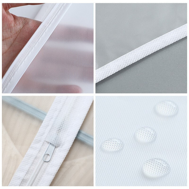 Set 5 Husa de Depozitare cu Fermoar, pentru Haine, de Protectie, pentru Voiaj, Netesut, Rezistent la Praf, 60x140 cm, Transparent-Alb