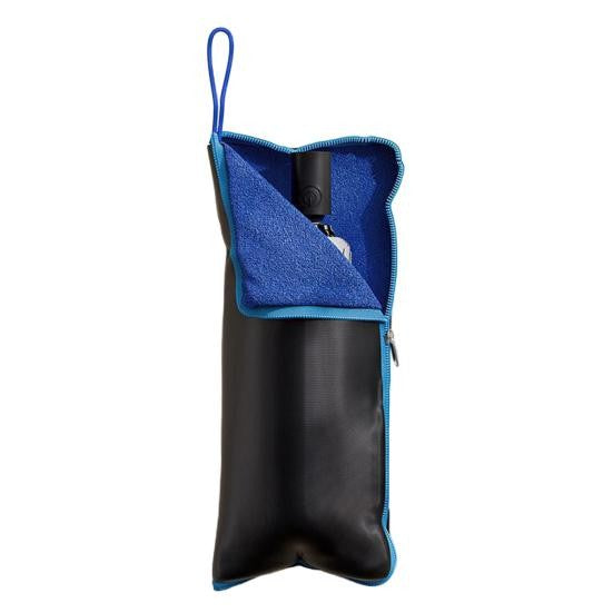 Husa Depozitare Umbrela, Impermeabila, Interior Microfibra, cu Fermoar, 28 x 12 cm, Negru/Albastru