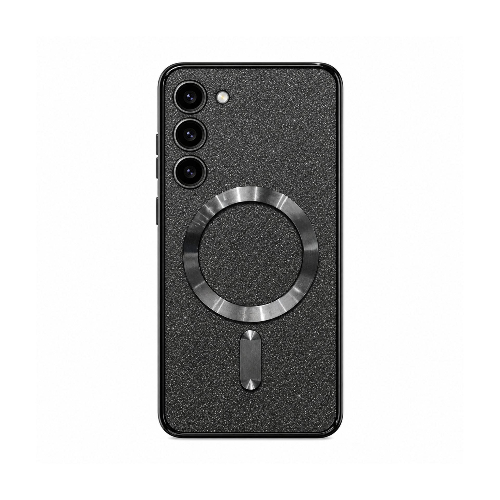 Husă de Protecție 2 în 1, Compatibilă cu Samsung Galaxy S23, Model Glitter Chrome MagSafe, din TPU, Magnetică, cu Protecție pentru Lentile, Negru