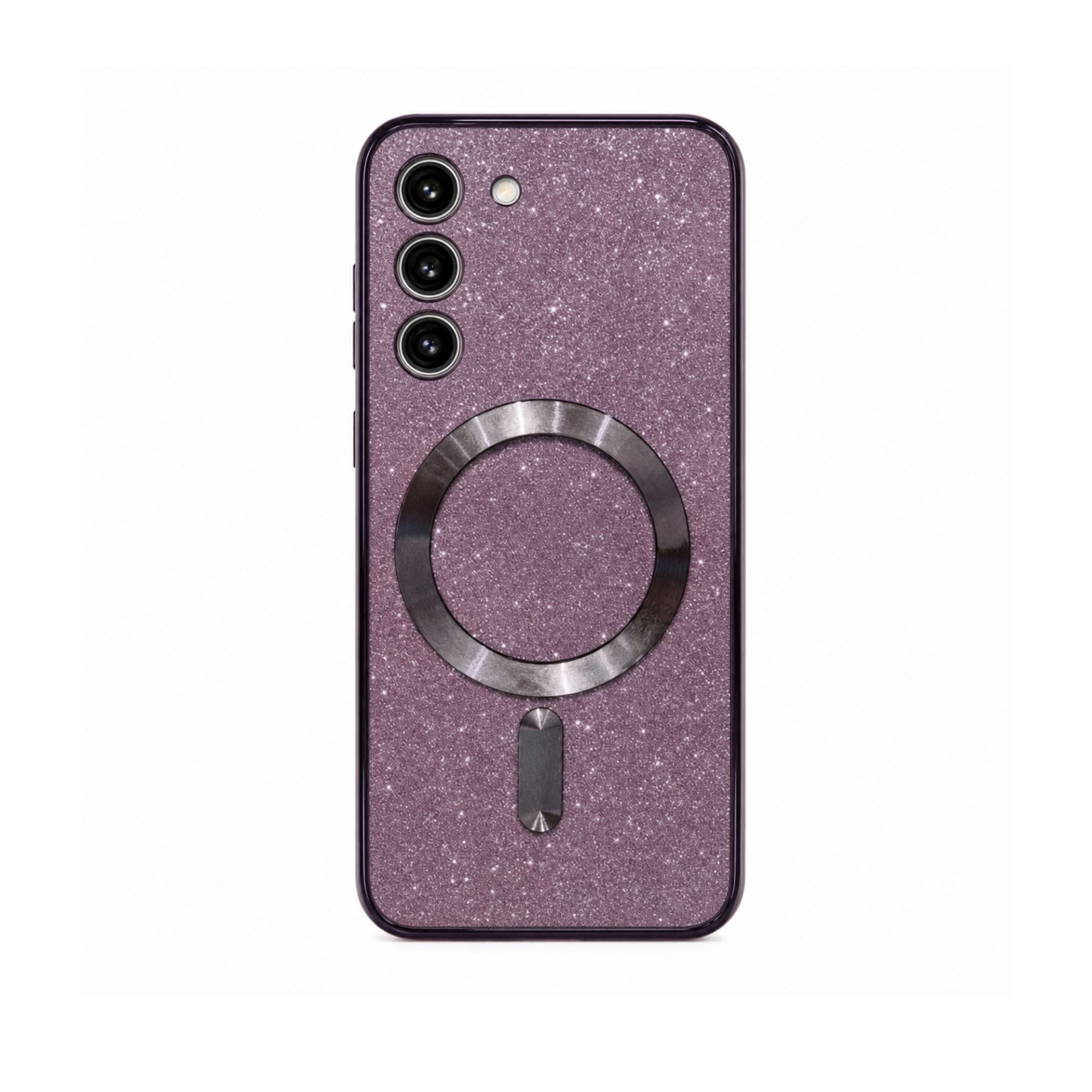 Husă de Protecție 2 în 1, Compatibilă cu Samsung Galaxy S23, Model Glitter Chrome MagSafe, din TPU, Magnetică, cu Protecție pentru Lentile, Mov