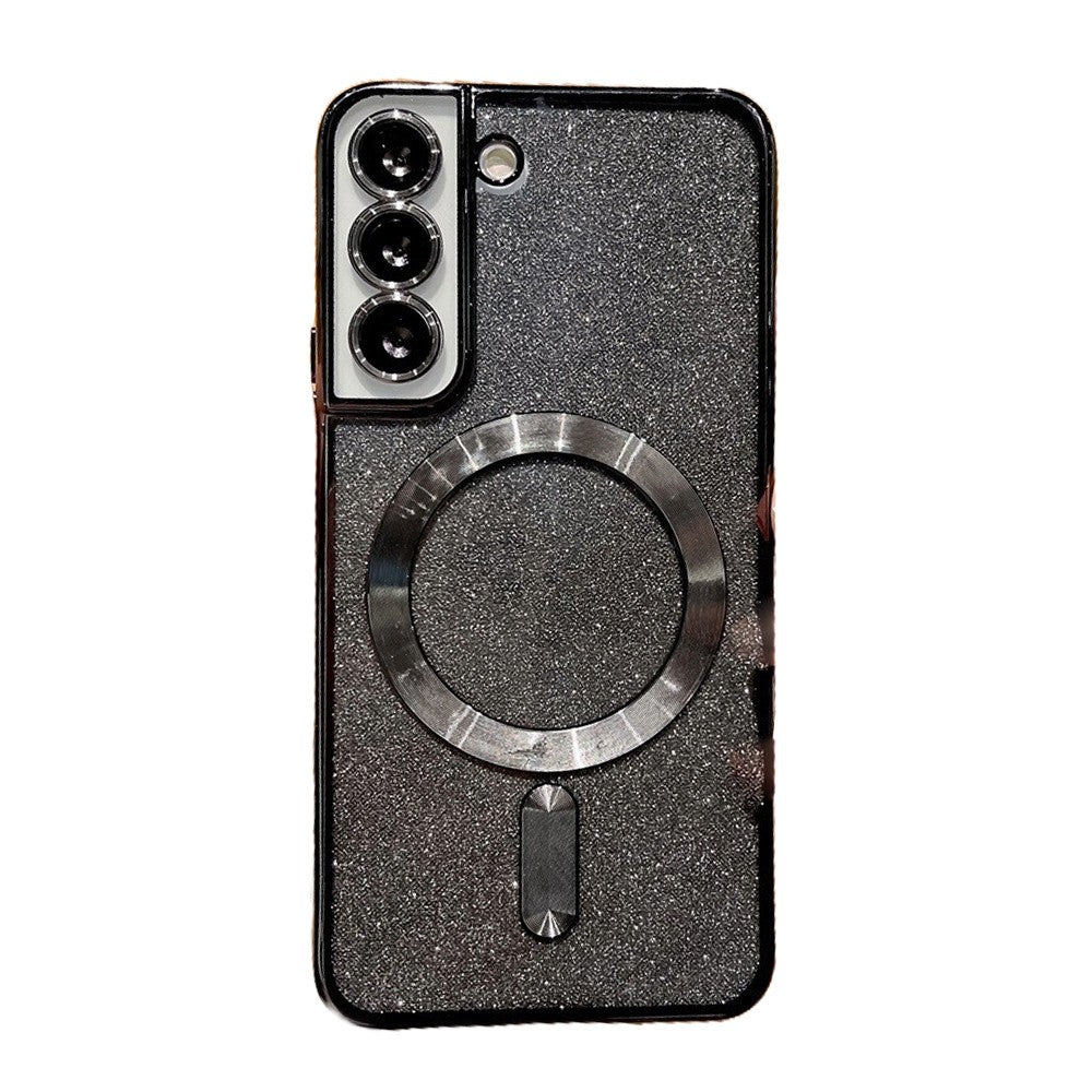 Husa de Protectie 2 in 1, Flippy, Husa pentru Samsung Galaxy S24, Glitter Chrome Magsafe, din TPU, Magnetica, cu Protectie Lentila, Negru