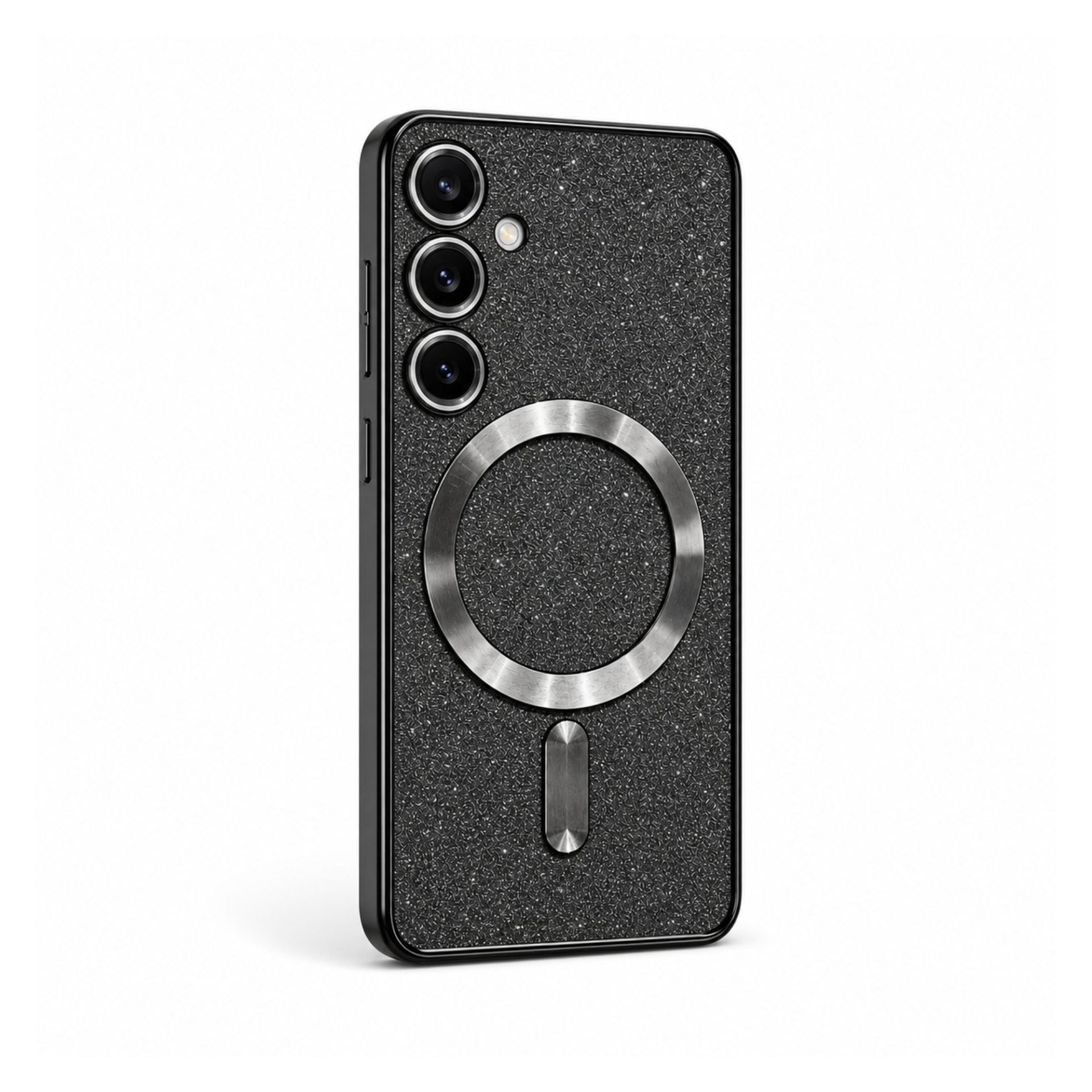 Husa de Protectie 2 in 1, Husa pentru Samsung Galaxy S24, Glitter Chrome Magsafe, din TPU, Magnetica, cu Protectie Lentila, Negru