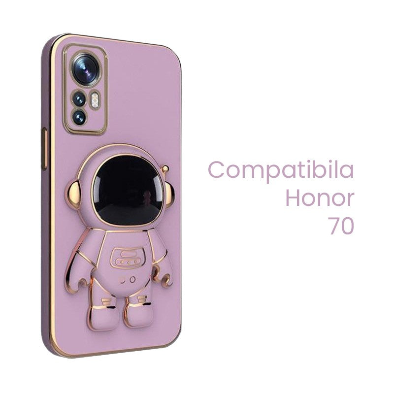 Husa de Protectie 2 in 1, Husa de Protectie pentru Honor 70, Model Astronaut, Husa cu Suport, din TPU, Mov