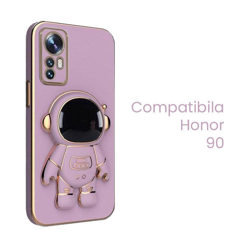 Husa de Protectie 2 in 1, Husa de Protectie pentru Honor 90, Model Astronaut, Husa cu Suport, din TPU, Mov