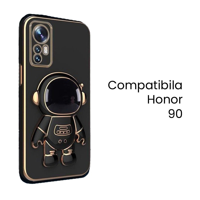 Husa de Protectie 2 in 1, Husa de Protectie pentru Honor 90, Model Astronaut, Husa cu Suport, din TPU, Negru