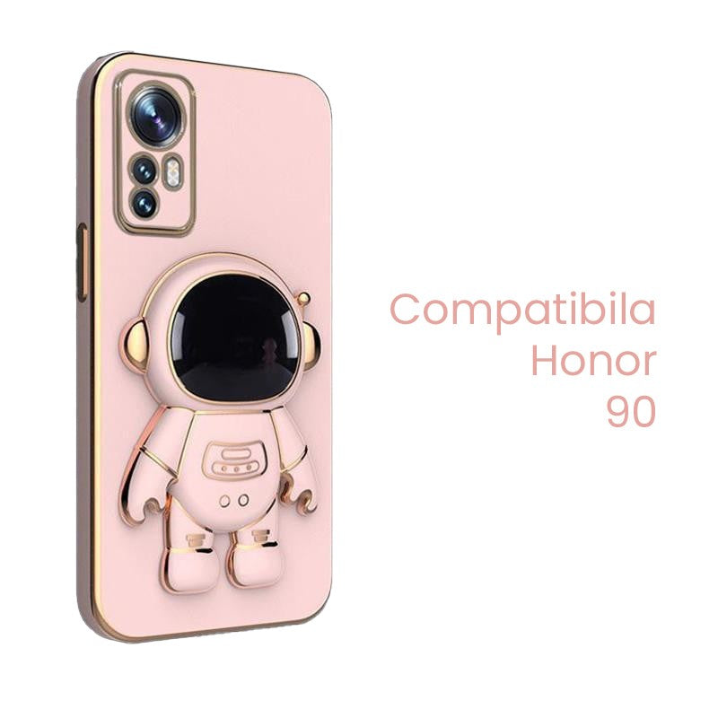 Husa de Protectie 2 in 1, Husa de Protectie pentru Honor 90, Model Astronaut, Husa cu Suport, din TPU, Roz