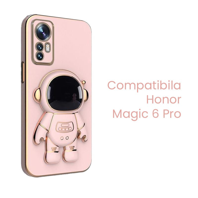 Husa de Protectie 2 in 1, Husa de Protectie pentru Honor Magic 6 Pro, Model Astronaut cu Suport, din TPU,Roz