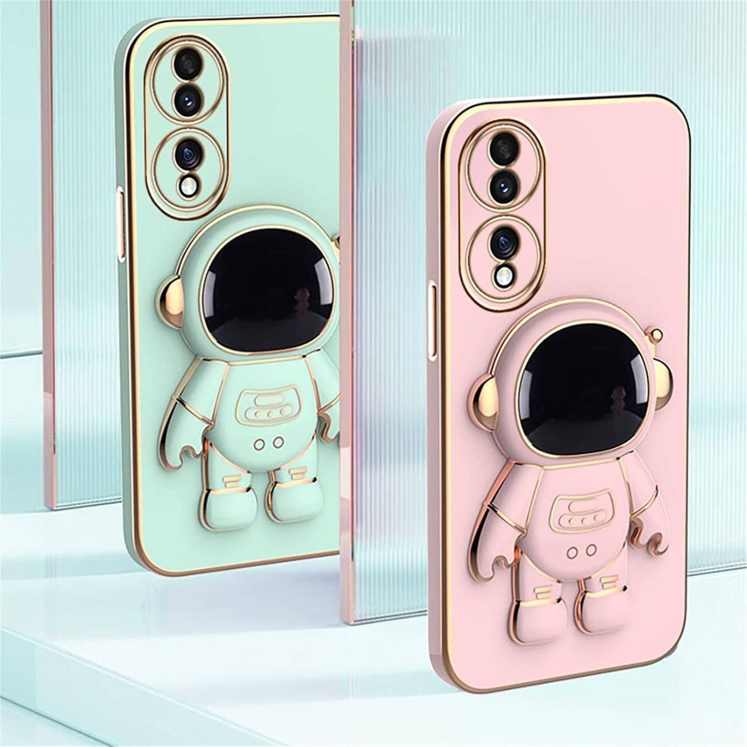 Husa Telefon 2in1, Compatibila Huawei Mate 60 Pro, Carcasa TPU cu Suport Inclus Tip Astronaut, Protectie Camere, Verde