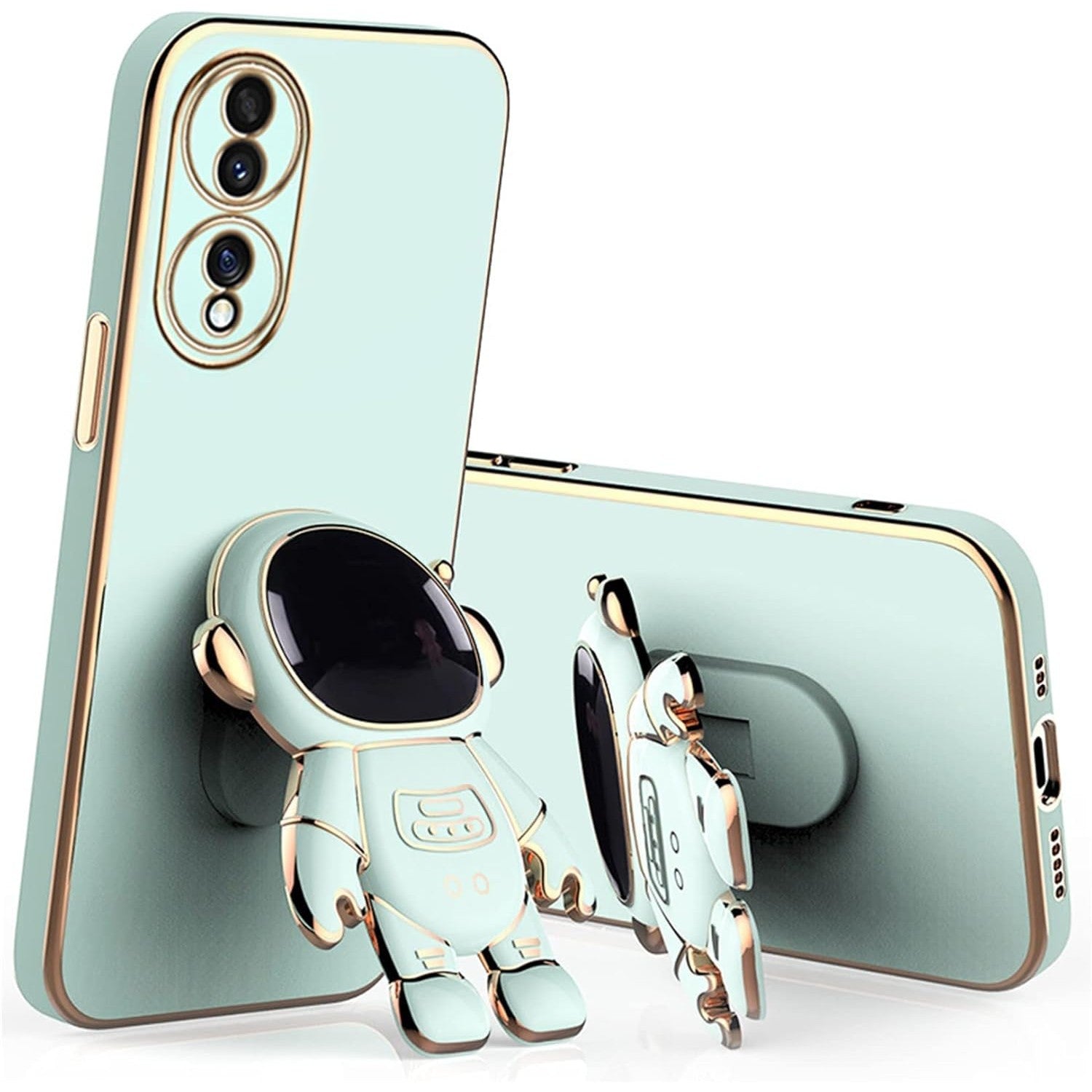 Husa Telefon 2in1, Compatibila Huawei Mate 60 Pro, Carcasa TPU cu Suport Inclus Tip Astronaut, Protectie Camere, Verde