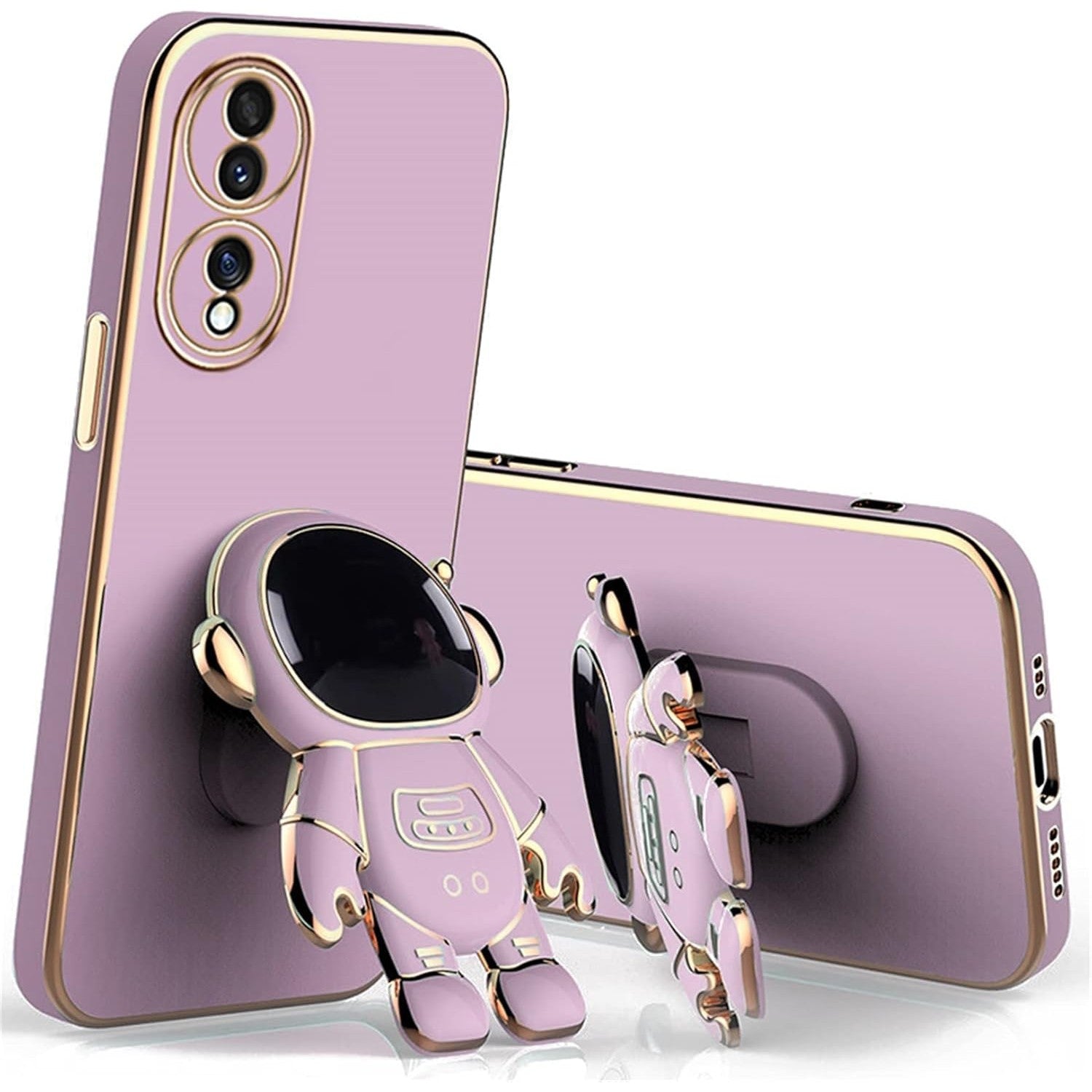 Husa Telefon 2in1, Compatibila Huawei P50 Pro, Carcasa TPU cu Suport Inclus Tip Astronaut, Protectie Camere, Mov