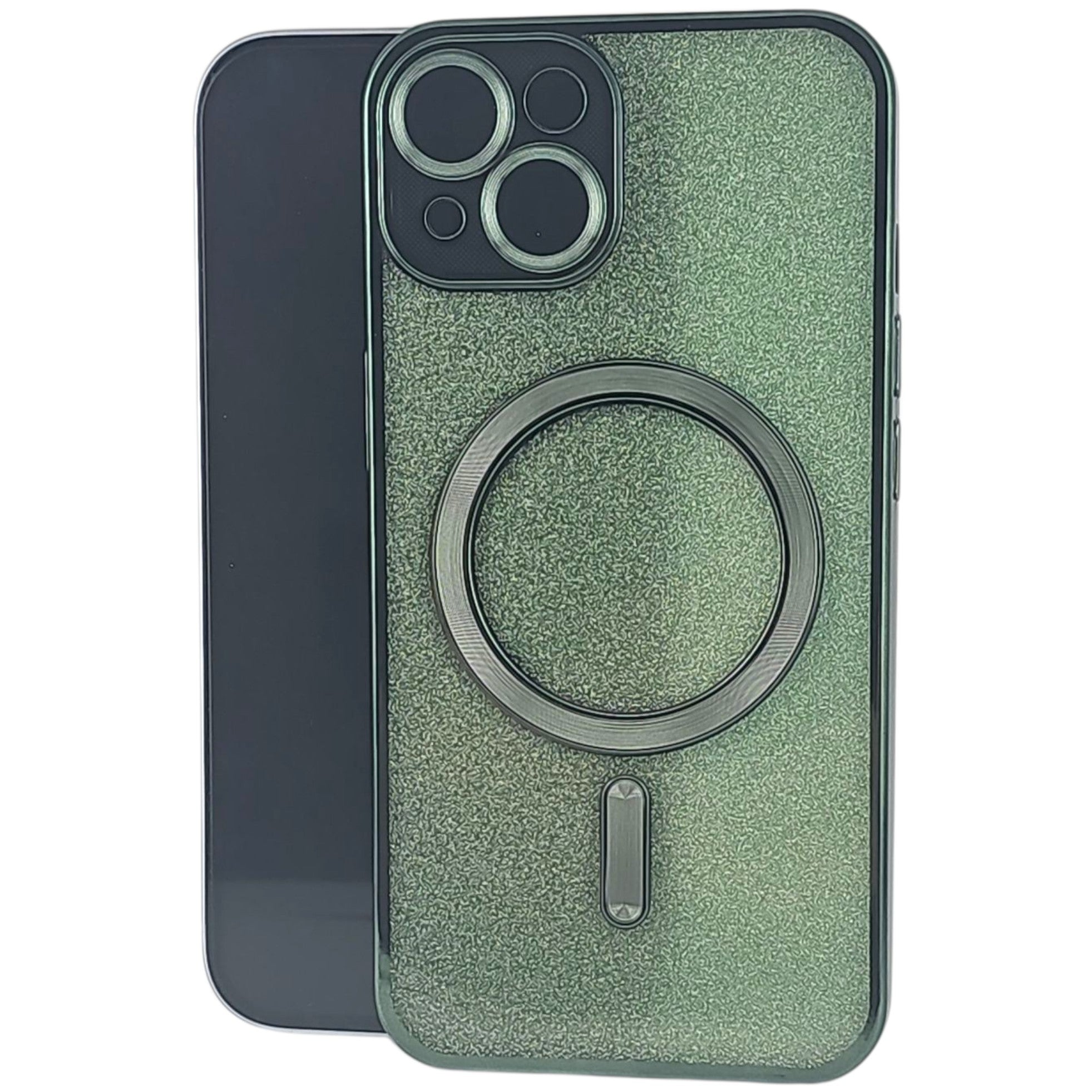 Husa de Protectie 2 in 1, pentru Apple iPhone 15, Compatibila MagSafe, Magnetica, cu Protectie Lentila, din TPU, Verde