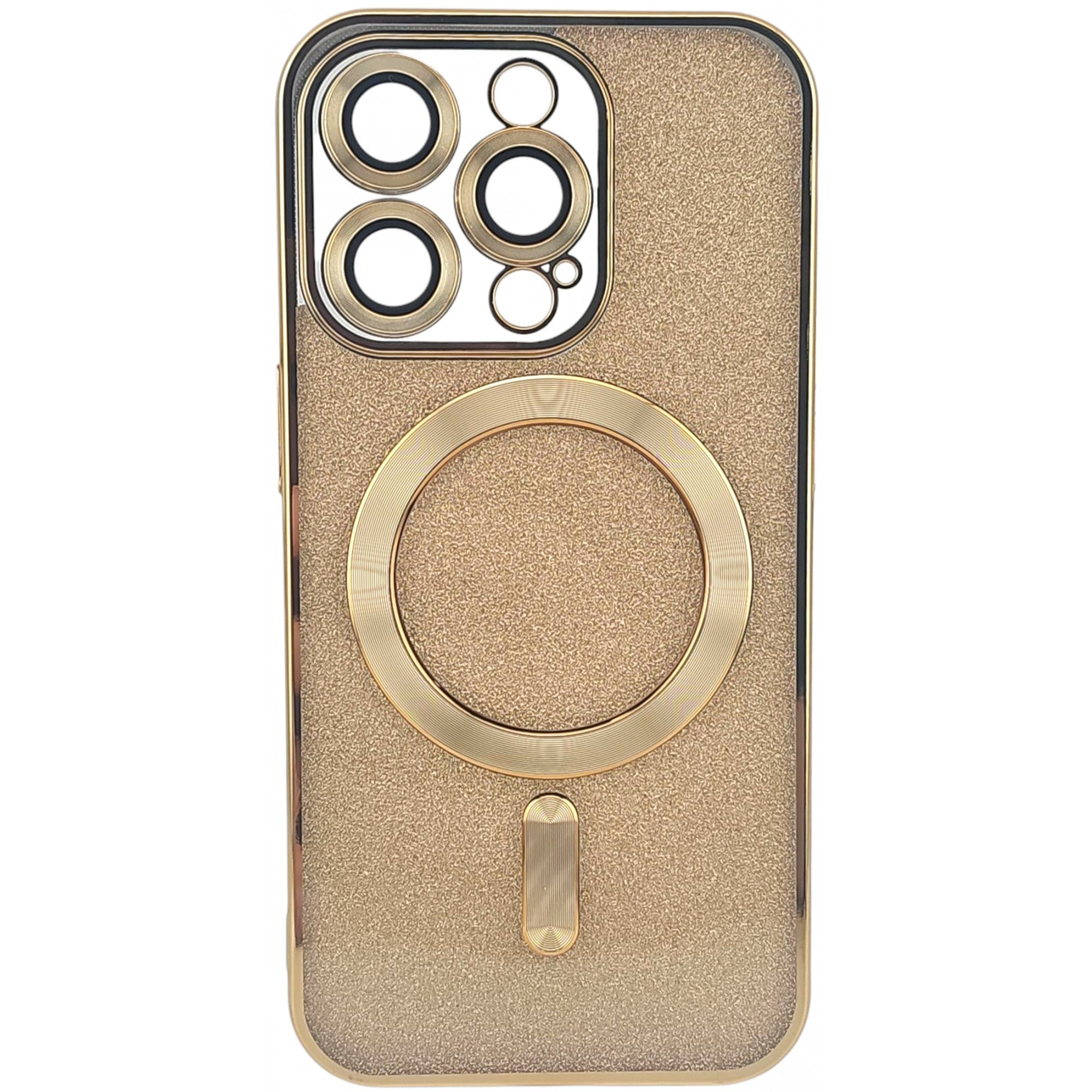 Husa de Protectie 2 in 1, pentru Apple iPhone 15 Pro, Compatibila MagSafe, Magnetica, cu Protectie Lentila, din TPU, Auriu