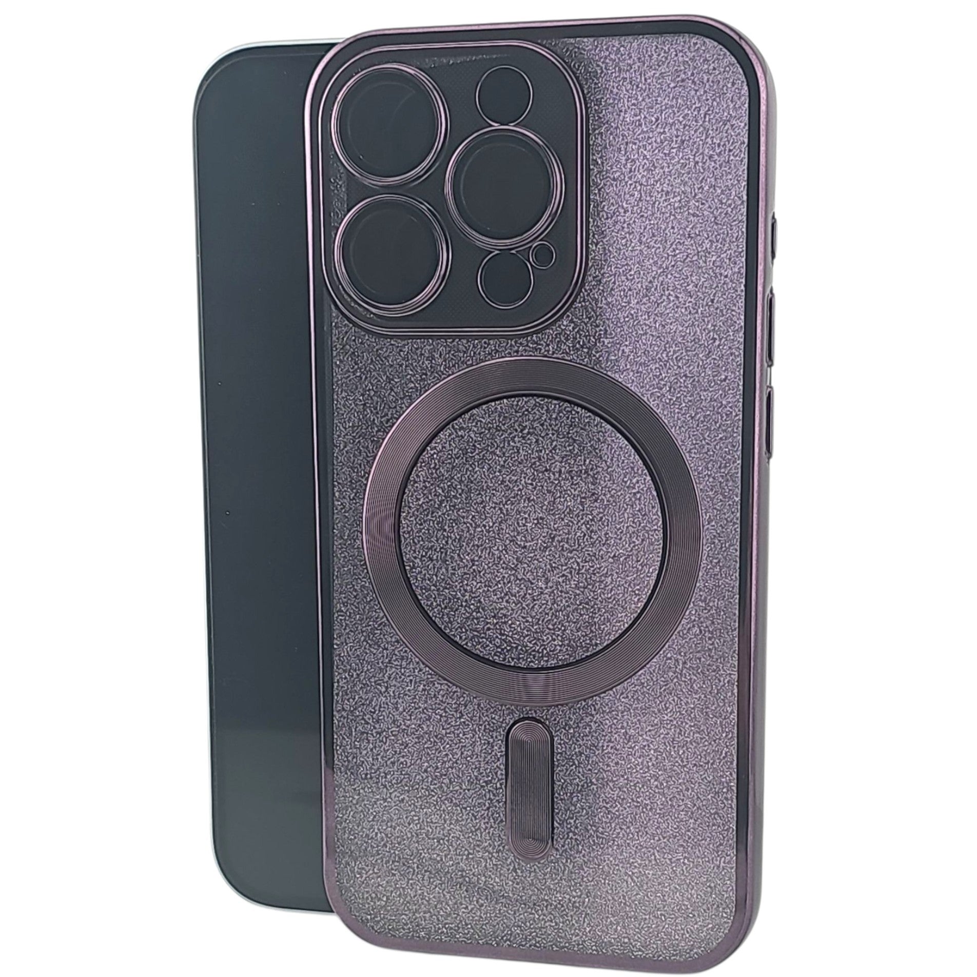Husa de Protectie 2 in 1, pentru Apple iPhone 15 Pro, Compatibila MagSafe, Magnetica, cu Protectie Lentila, din TPU, Mov