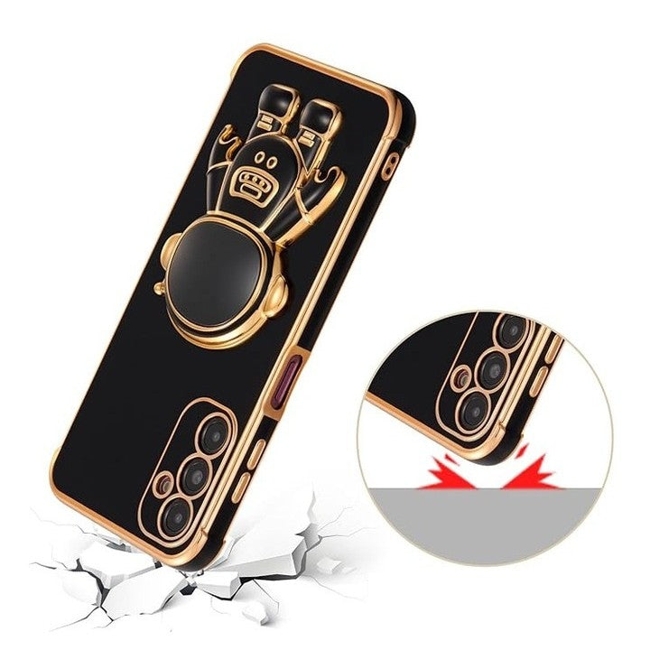 Husa Telefon 2in1, Compatibila Samsung Galaxy S23, Carcasa TPU cu Suport Inclus Tip Astronaut, Protectie Camere, Negru